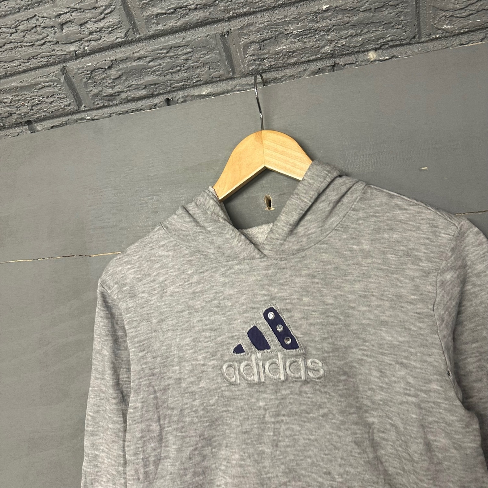 Adidas Gray Hoodie Sweatshirt Logo Athletic Casual Size S/P